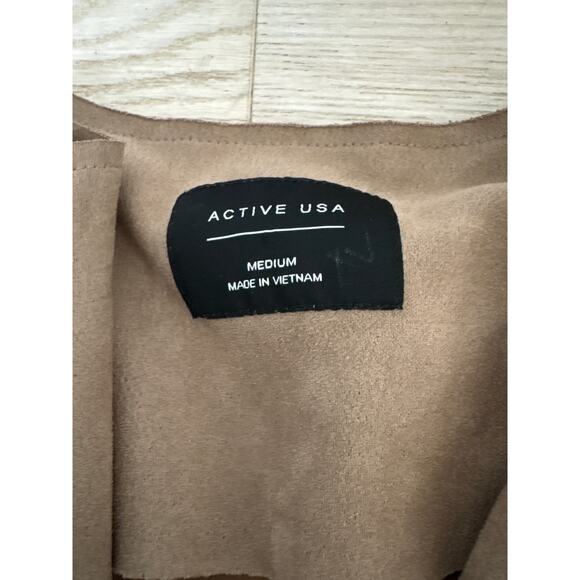 Active USA Vegan Suede Brown Duster Jacket M - Picture 2 of 4